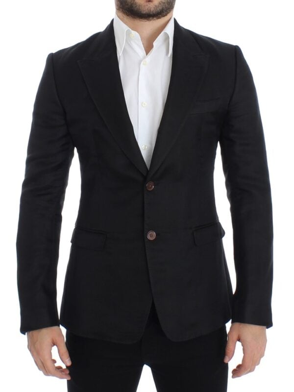 Dolce & Gabbana Black silk slim fit blazer