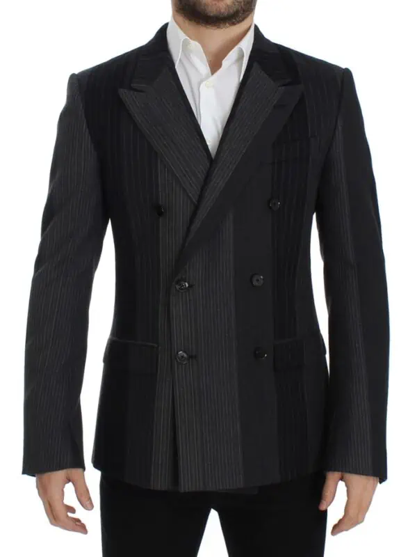 Dolce & Gabbana Gray striped wool stretch blazer
