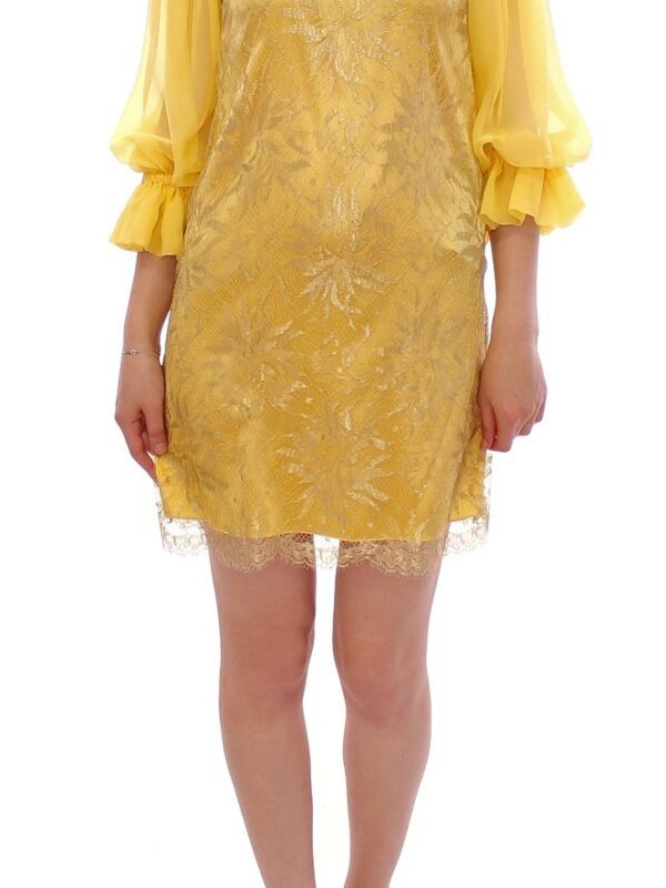 Dolce & Gabbana Yellow lace crystal mini dress