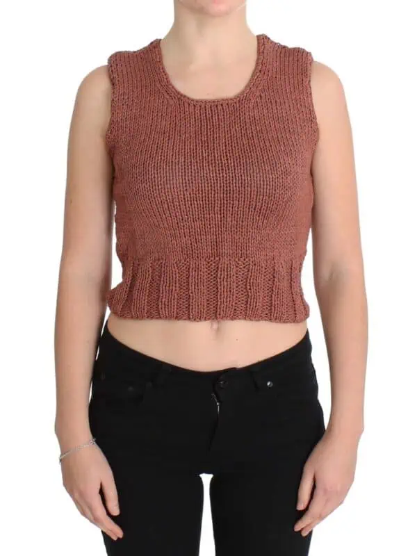 PINK MEMORIES Red Cotton Blend Knitted Sleeveless Sweater