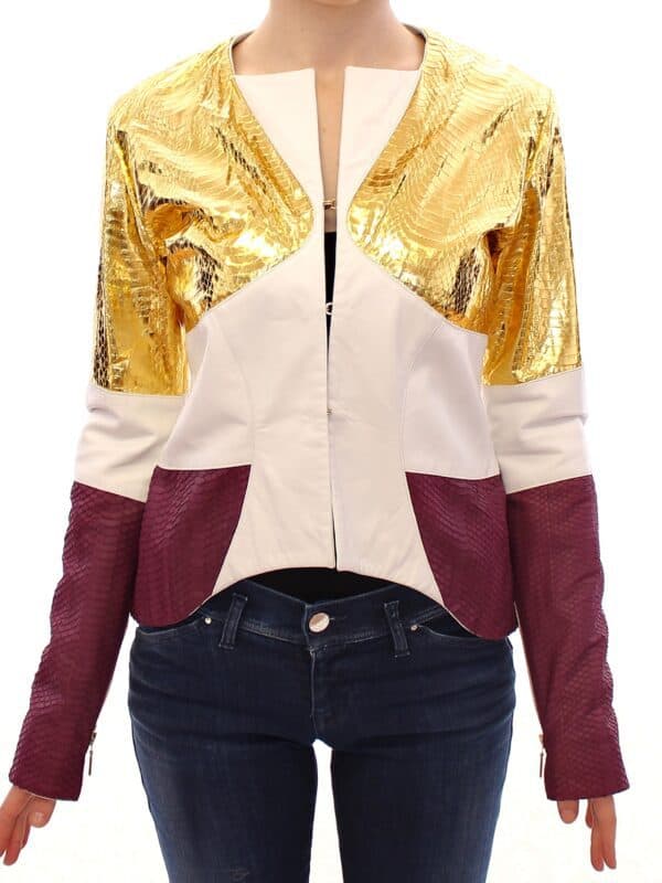 Vladimiro Gioia White Gold Purple Leather Jacket