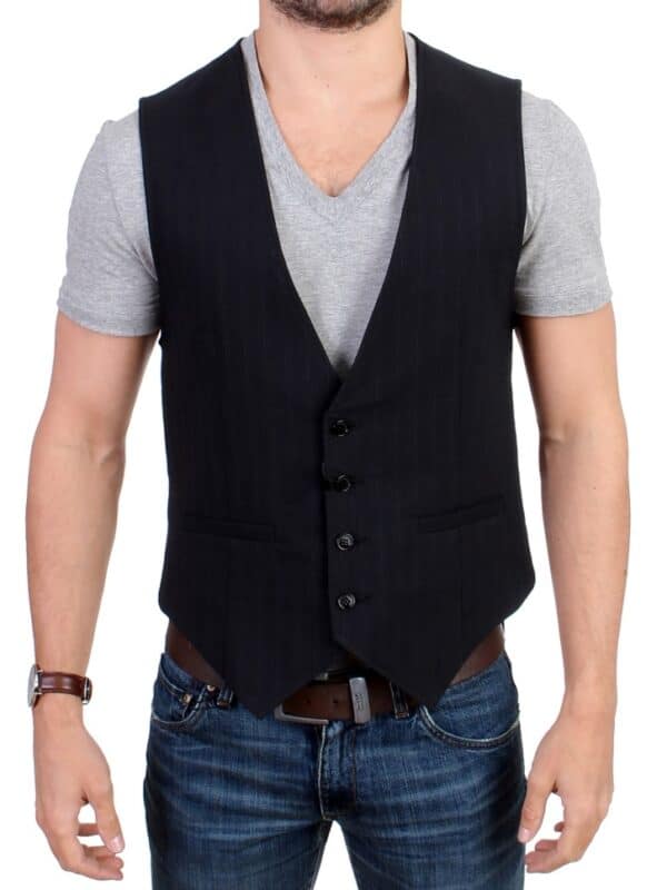 Costume National Black striped cotton casual vest