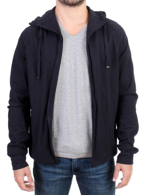 Costume National Blue hooded cotton sweater