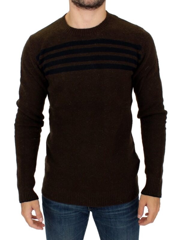 Costume National Brown striped crewneck sweater