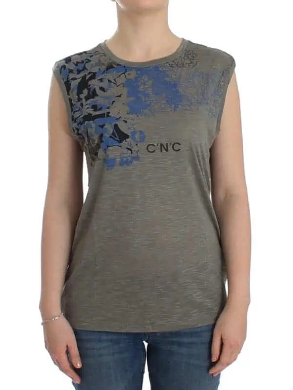 Costume National Gray print sleeveless t-shirt