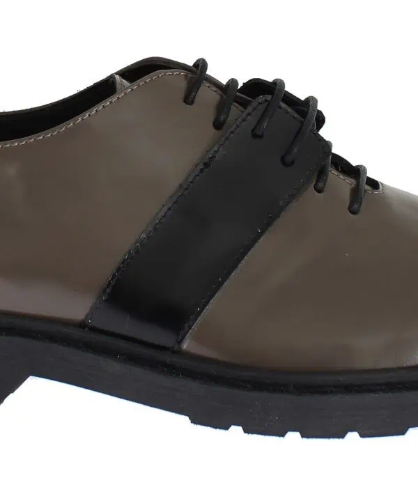 AI_ Gray Brown Leather Laceups Shoes