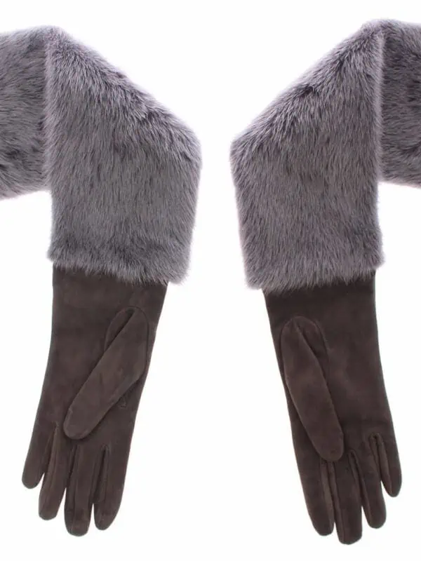 Dolce & Gabbana Gray Mink Fur Lambskin Suede Leather Gloves