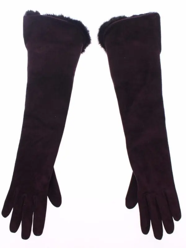 Dolce & Gabbana Purple Mink Fur Goatskin Suede Leather Gloves