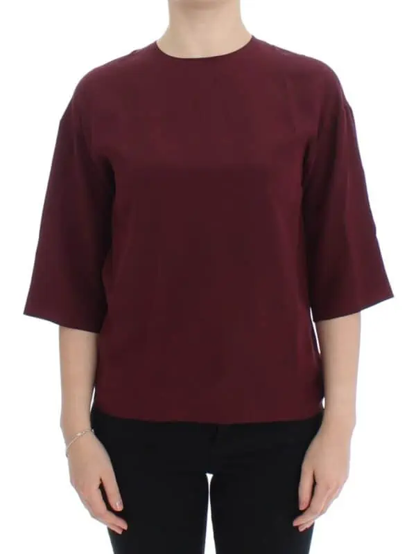 Dolce & Gabbana Red 3/4 sleeve silk blouse