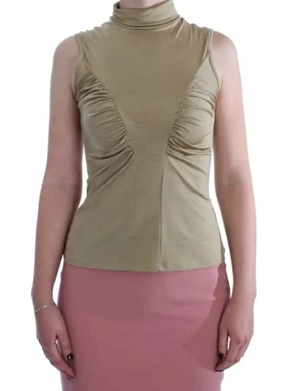 Exte Gold Nylon Turtleneck Top Blouse