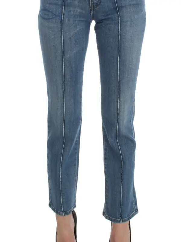 Costume National Blue Cotton Slim Fit Cropped Jeans