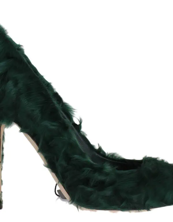 Dolce & Gabbana Green Xiangao Lamb Fur Leather Pumps