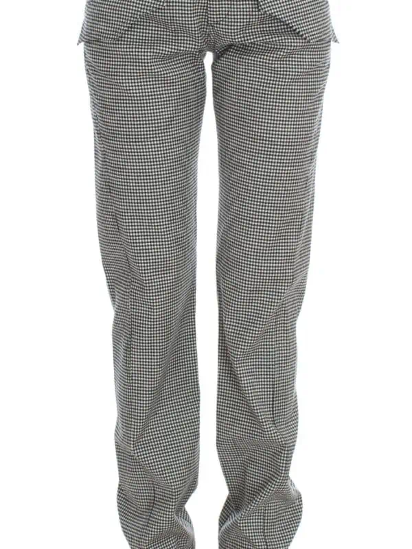 Ermanno Scervino Chic Checkered Black & White Regular Fit Pants