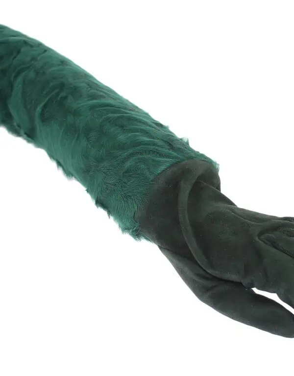 Dolce & Gabbana Green Leather Xiangao Fur Elbow Gloves