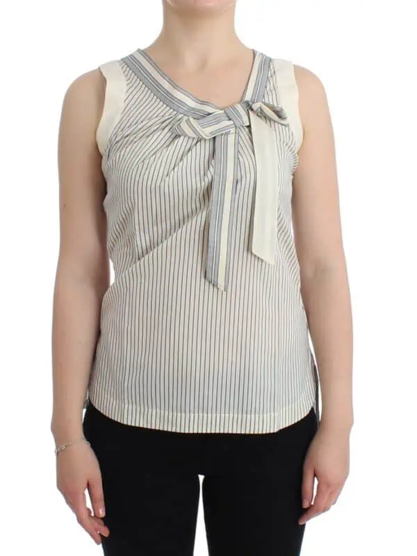 Ermanno Scervino Beachwear Striped Top Blouse Shirt Bow Tank