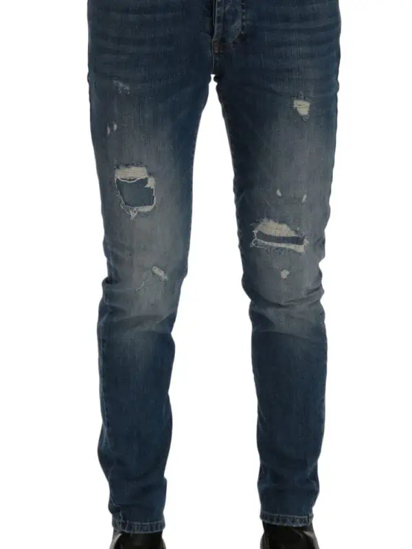 Frankie Morello Blue Wash Torn Dunfermile Slim Fit Jeans