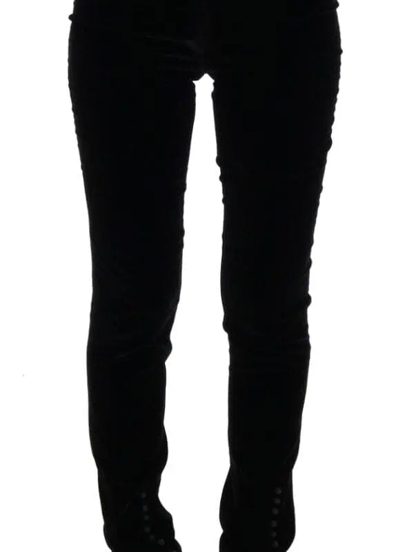 Ermanno Scervino Black Velvet Slim Fit Pants