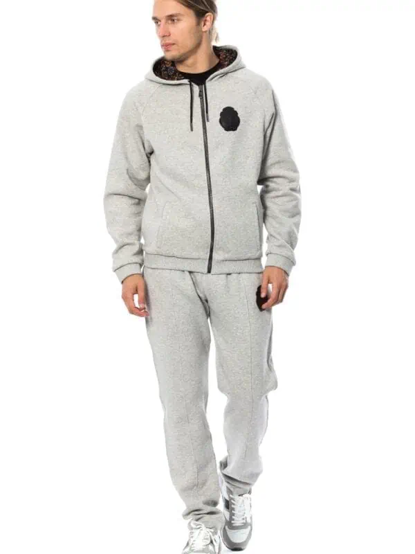 Billionaire Italian Couture Gray Cotton Hooded Sweatsuit