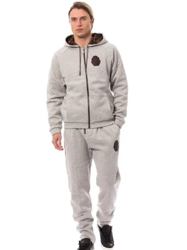 Billionaire Italian Couture Gray Cotton Hooded Sweatsuit