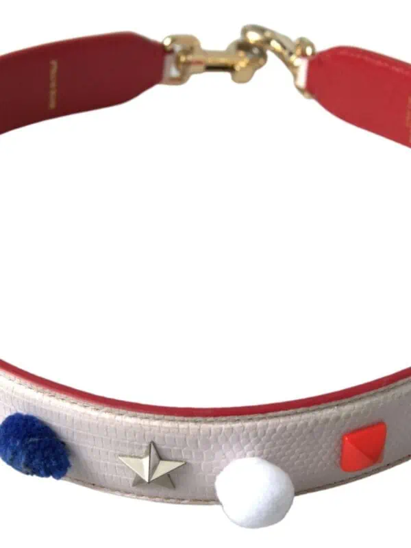 Dolce & Gabbana White Leather Studded Bag Shoulder Strap