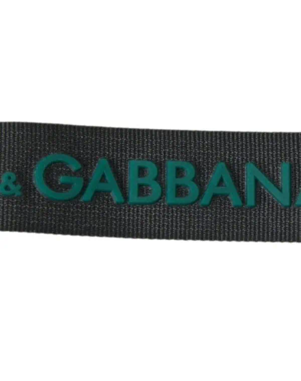 Dolce & Gabbana Black DG Logo Rubber Silver Tone Metal Keychain