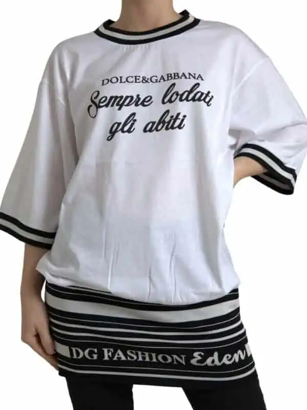 Dolce & Gabbana Elegant White Cotton Crew Neck Tee