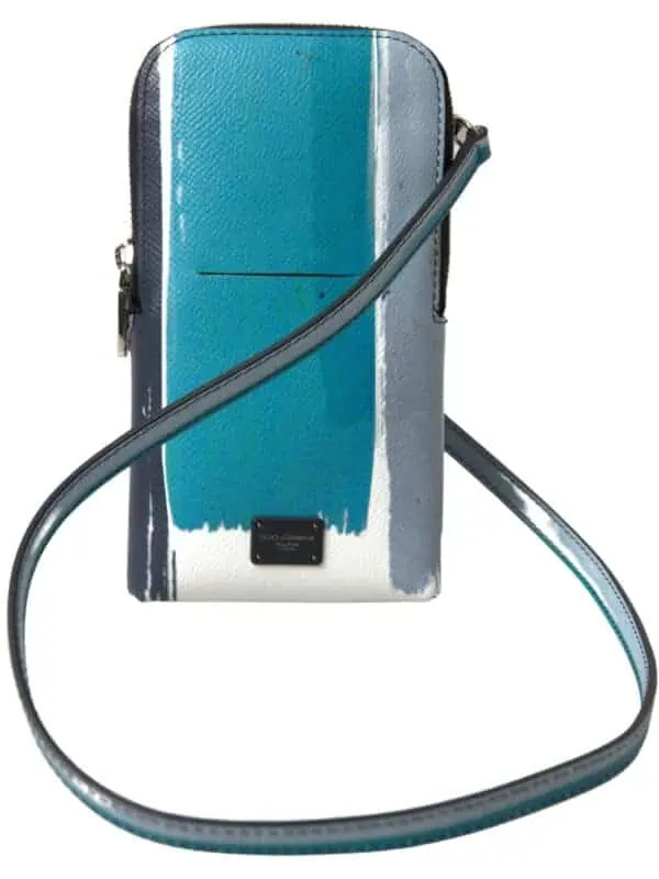 Dolce & Gabbana Blue Leather Purse Crossbody Sling Phone Bag Unisex