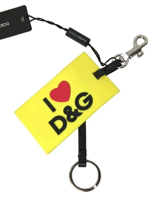 Dolce & Gabbana Yellow Silicone DG Logo Gold Brass Keyring Keychain