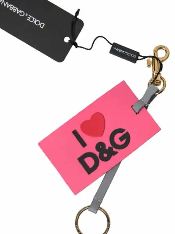 Dolce & Gabbana Pink Silicone DG Logo Gold Brass Keyring Women Keychain