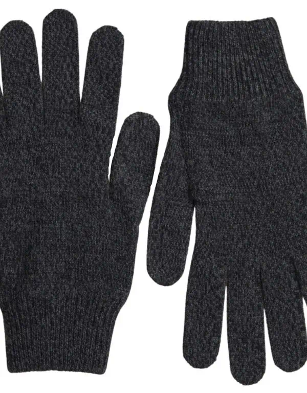 Gray Virgin Wool Knit Hands Mitten Men Gloves