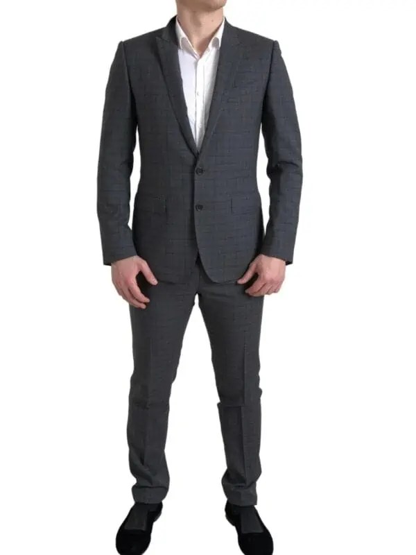 Dolce & Gabbana Elegant Grey Checkered Slim Fit Suit