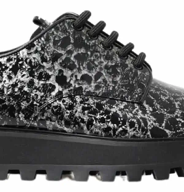 Dolce & Gabbana Black White Derby Patent Leather Shoes