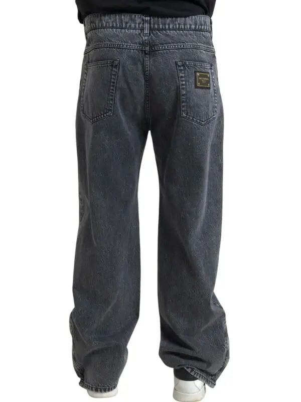 Dolce & Gabbana Dark Gray Cotton Straight Fit Men Denim Jeans