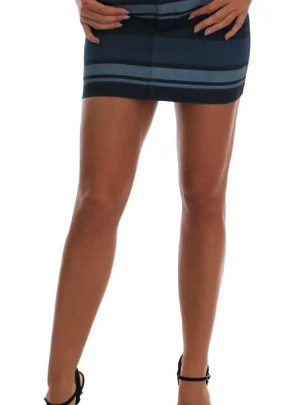 Dolce & Gabbana Blue Short striped Mini Denim Skirt