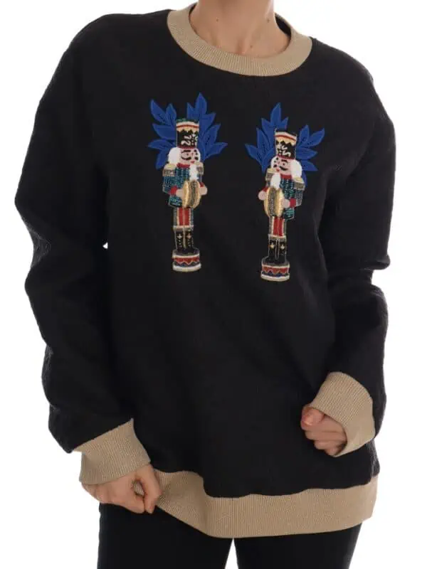Dolce & Gabbana Black Fairy Tale Brocade Zipper Sweater