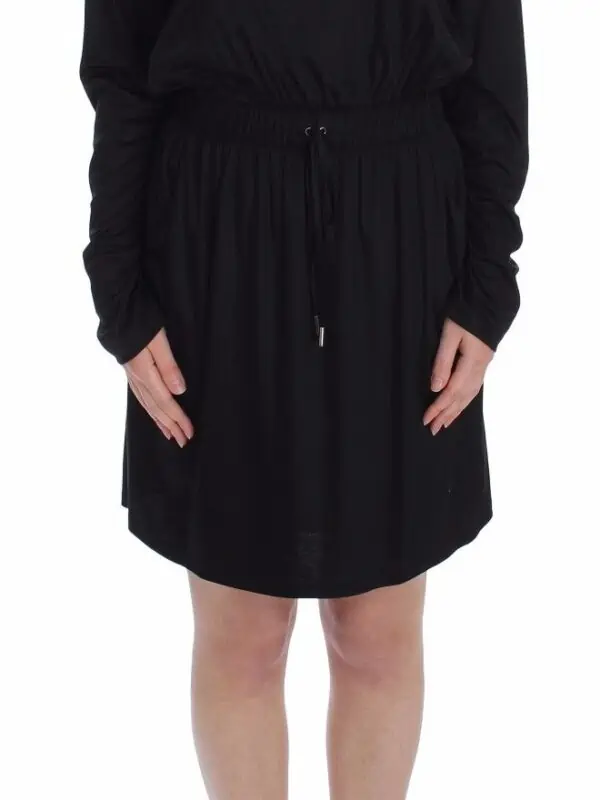 Versace Jeans Black Modal Silk Shift Knee Dress