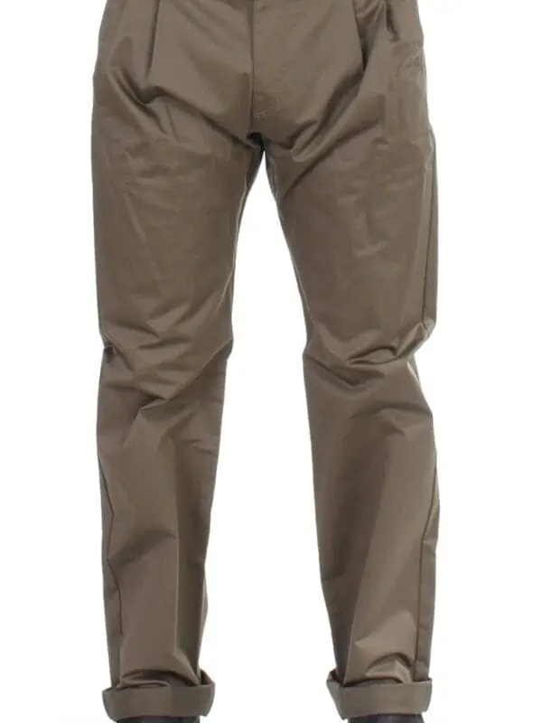 GF Ferre Green Cotton Stretch Comfort Fit Pants