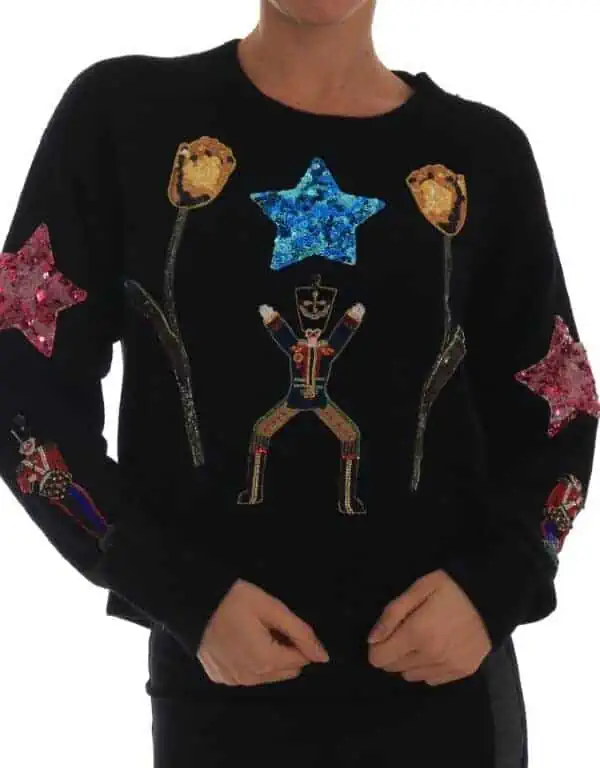 Dolce & Gabbana Fairy Tale Crystal Black Cashmere Sweater