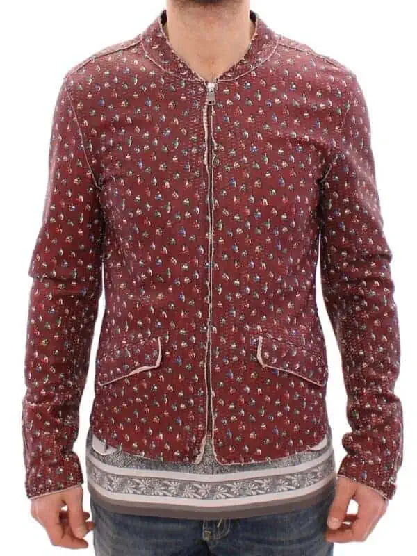 Dolce & Gabbana Bordeaux Leather Boxer Print Jacket Coat