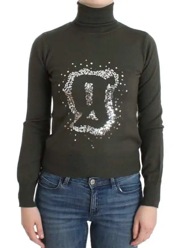 John Galliano Green wool turtleneck sweater