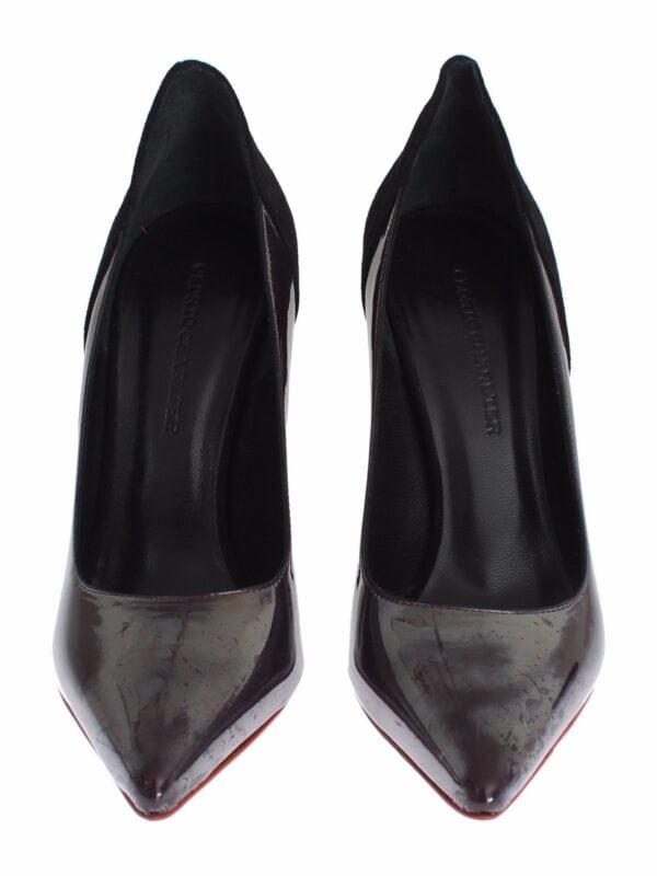 Cédric Charlier Gray Black Leather Suede Heels Pumps Shoes