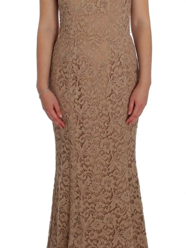 Dolce & Gabbana Elegant Pink Floral Lace Maxi Dress