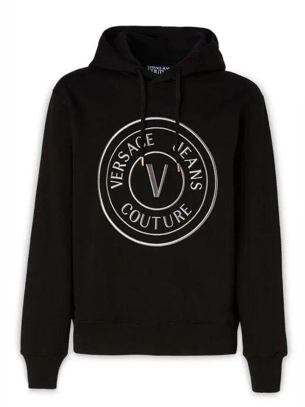 Versace Jeans Stunning Hooded Black Cotton Sweatshirt