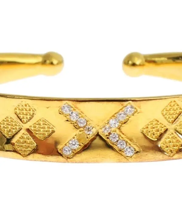Nialaya CZ Gold Sterling 925 Silver Bangle Bracelet