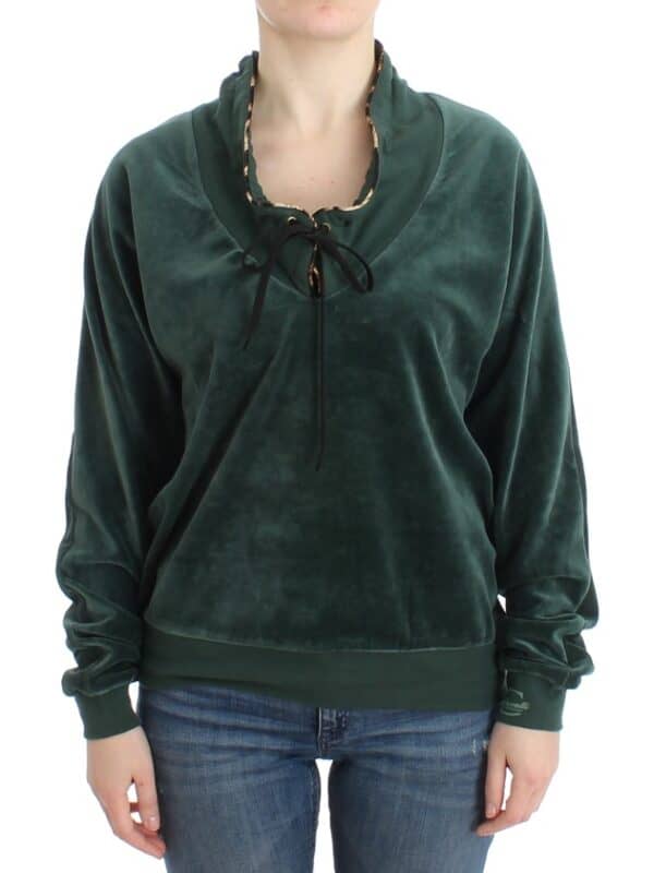 Cavalli Green velvet cotton sweater