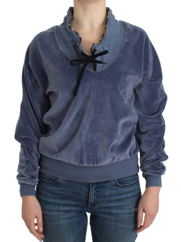 Cavalli Blue velvet cotton sweater