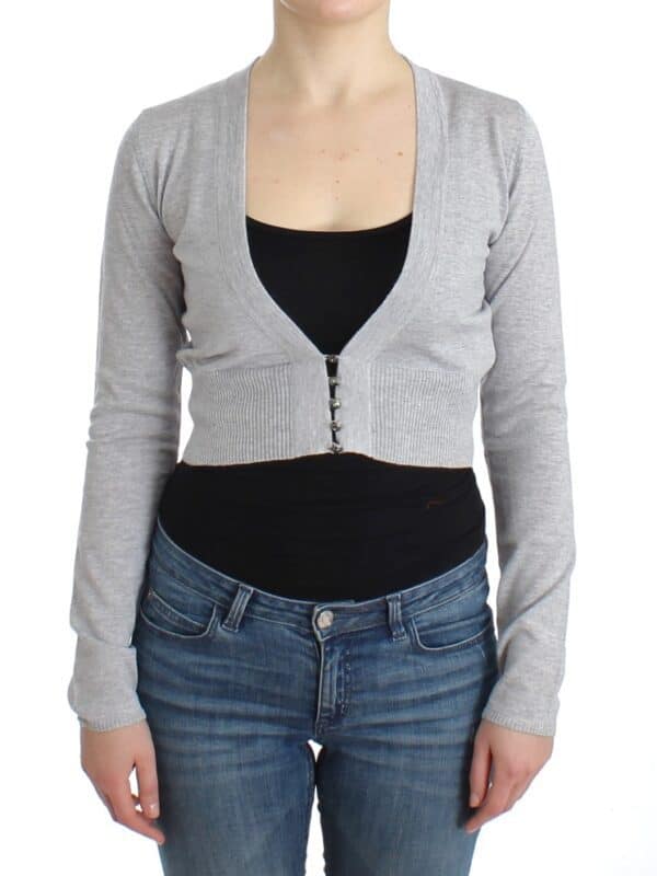 Cavalli Gray cropped wool cardigan