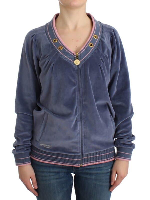 Cavalli Blue velvet zipup sweater