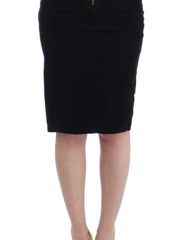 Cavalli Black Corduroy Pencil Skirt