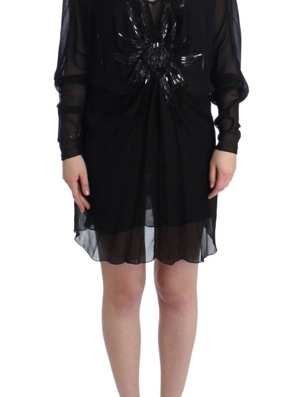 Cavalli Black long sleeve silk dress